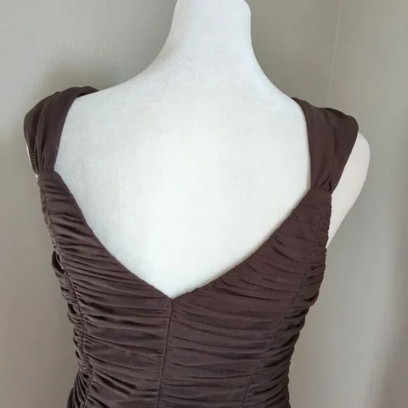 Vintage Sue Wong Mesh Dress Y2K Fairycore Drop Waist Brown Whimsygoth Size 6 - Picture 9 of 11
